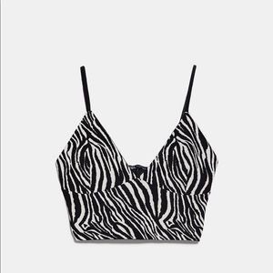 NWT Zara Animal Print Crop Top- Size Small
